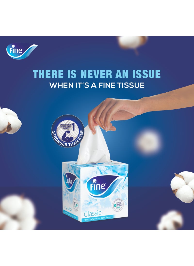 Fine Classic Facial Tissue, Sterilized Cubic Tissue, 48 Boxes, 2 Ply × 100 Sheets Pack of 48 - Image 3