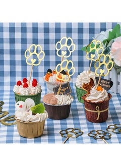 Chinco 37 Pieces Gold Paw One Cake Topper Dog Birthday Party Supplies One Glitter 1St Birthday Cake Topper Puppy Dog Cupcake Toppers Set Of 36Pcs Pet Puppy Dog Birthday Party Decorations  - Image 5