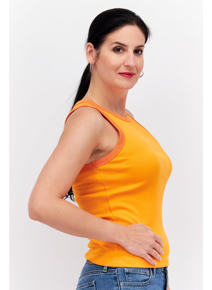 Women Round Neck Sleeveless Ribbed Top, Orange - pzsku/Z59FFFE5B37AC33639754Z/45/_/1725379380/5ee51db0-ab17-46d4-89e1-131ccc03a11e