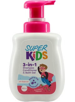 SUPER KIDS Super Kids 3 In 1 Shampoo & Conditioner & Bath Gel  Strawberry - 500 Ml  - Image 1