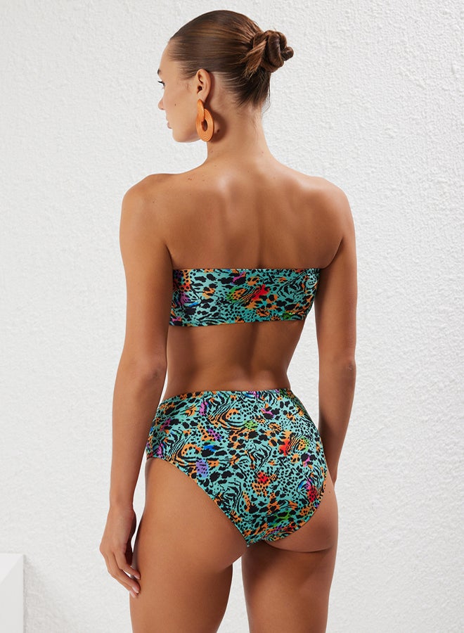 trendyol Leopard Strapless High Waist Hipster Bikini Set  - Image 5