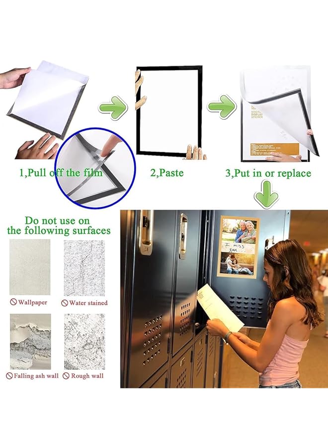 erorex A3 Magnetic Display Frame Self Adhesive Magnetic Paper Holder For Ad Display Storage Photos Notices Documents Magnetic Display Frame Photo Frame Alternatives 5Pack Sliver - Image 2