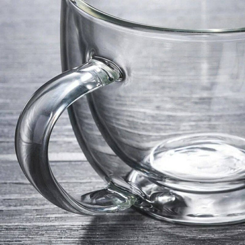 Coffee and Tea Cup, Double Wall Vacuum Insulated Design, Clear Pyrex Glass, Crystal - Image 4