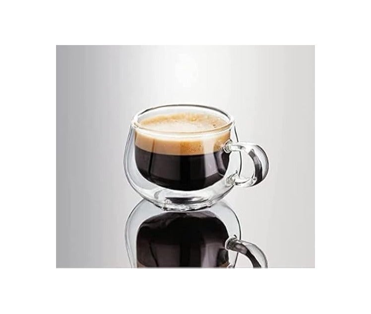 Coffee and Tea Cup, Double Wall Vacuum Insulated Design, Clear Pyrex Glass, Crystal - Image 3