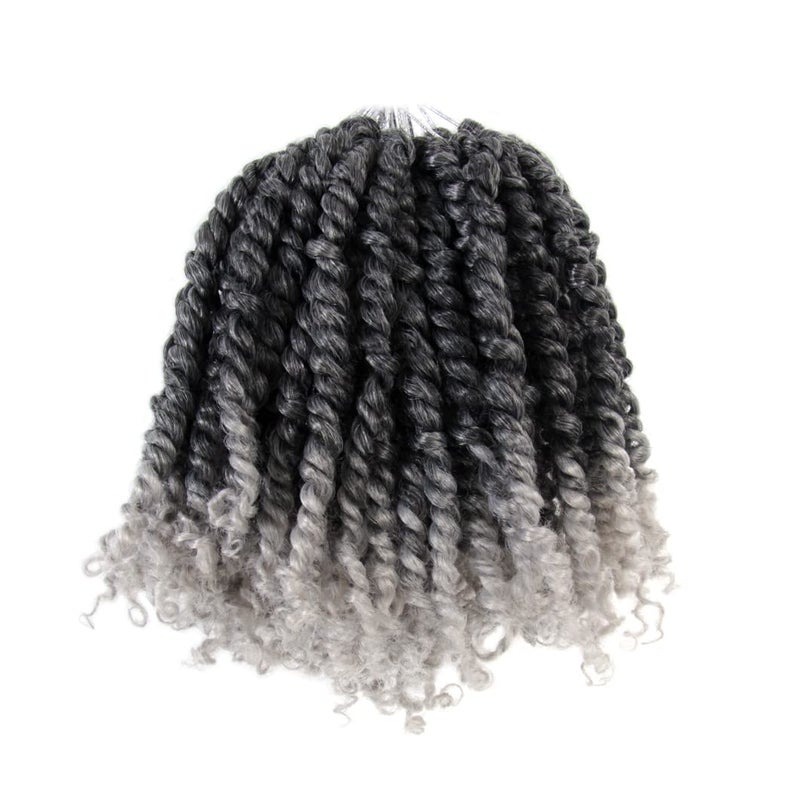 BOHOBABE Pretwisted Passion Twist Crochet Hair 6 Inch Short Ombre Gray Prelooped Crochet Passion Twist Braiding Hair 8 Packs T1Bgrey
