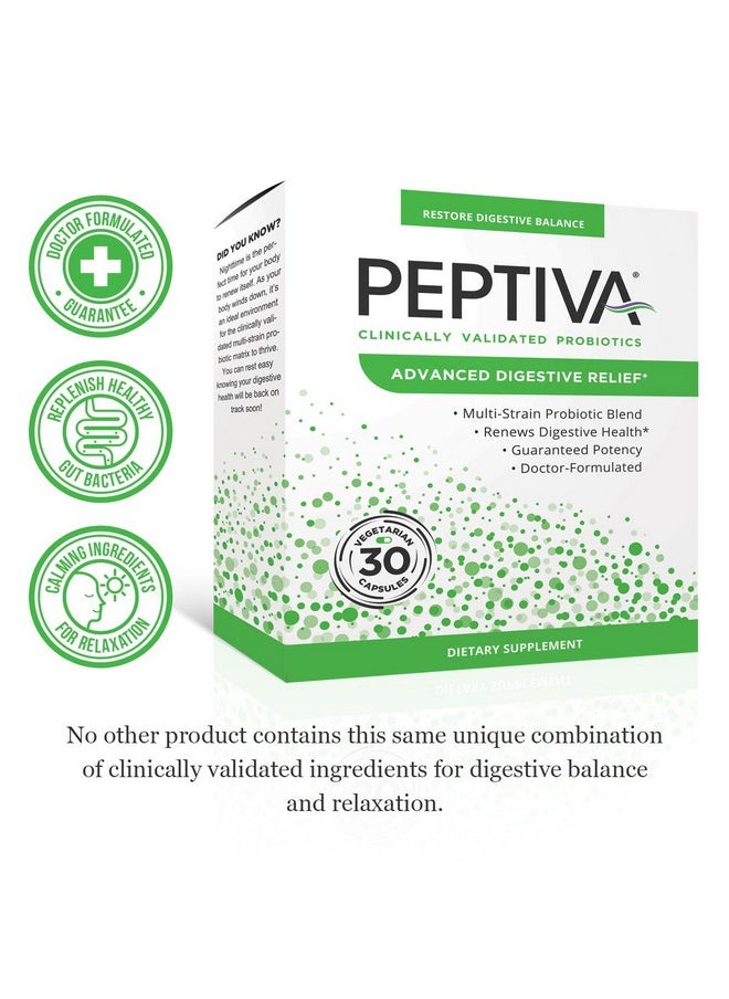 Peptiva Advanced 50 Billion CFU Probiotic - Digestive Relief - Clinically Validated, Premium Probiotic, 30ct