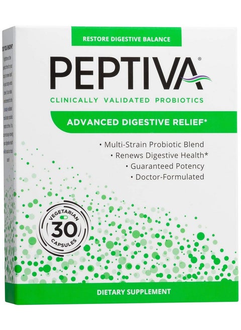 Peptiva Advanced 50 Billion CFU Probiotic - Digestive Relief - Clinically Validated, Premium Probiotic, 30ct