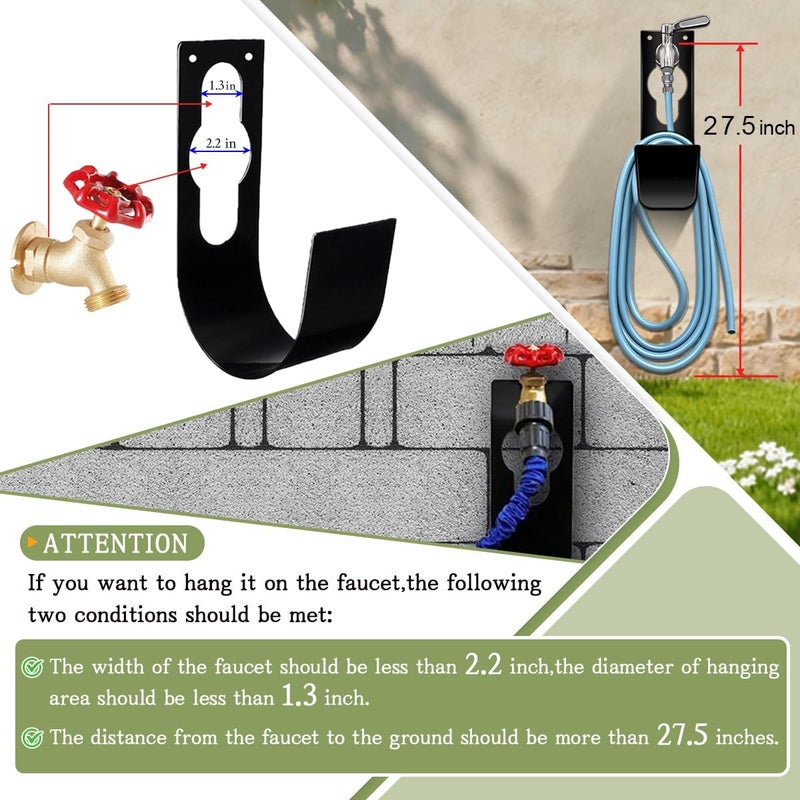 SupKing Hose Holder Wall Mount,Heavy Duty Garden Hose Hanger Reel Metal Hose Hooks Fit to100ft Expandable Watering Hose Storage - Image 5