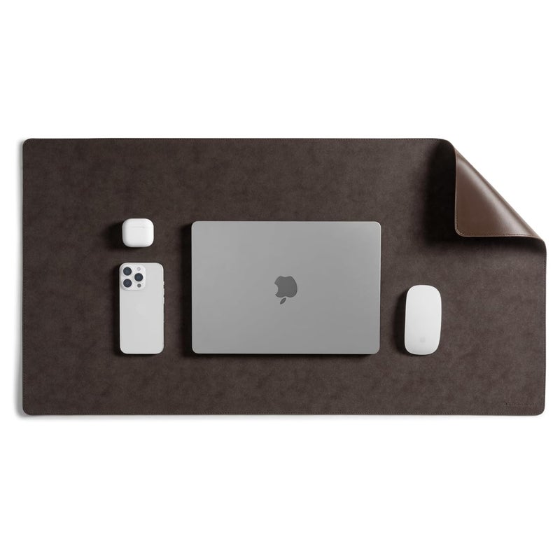 Daily Objects Reversible Desk Matte Sand Premium Vegan Leather Desk Mat|Anti-Skid|Anti-Slip|85 * 45cm|Spread Turf Desk/Laptop Mat for Work from Home/Gaming- Extended Mouse pad and Keyboard Desk-Brown - Image 1