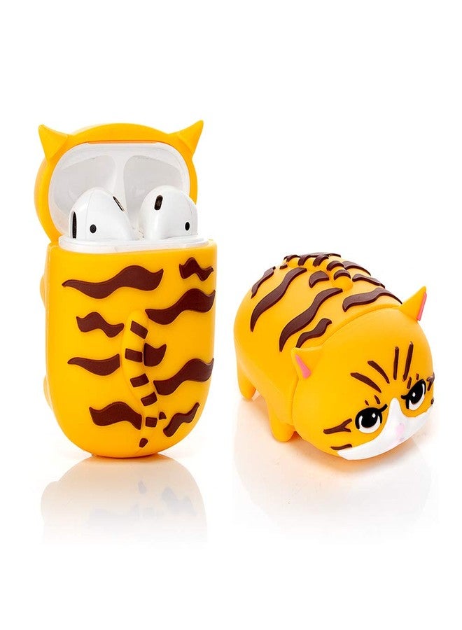 LEWOTE Silicone Case Compatible for Apple Airpods with Funny Cute Cover [Cute Pet Design](Cat Yellow) - Image 1