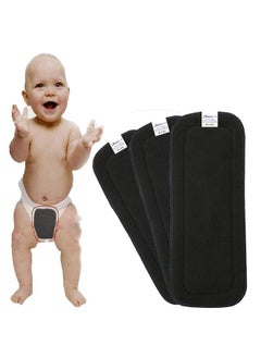 BabyMoon Premium Bamboo 5 Layer Charcoal Wetfree Reusable Washable Cotton Diaper Nappy Inserts (Set Of 3.)  - Image 2