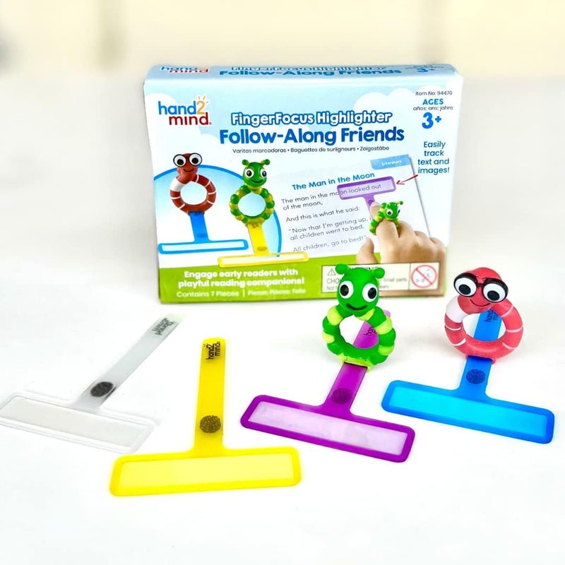hand2mind hand2mind FingerFocus Highlighter FollowAlong Friends Guided Reading Strips Reading Tracker Color Overlays for Dyslexia ADHD Tools for Kids Reading Classroom Supplies Reading Accessories - Image 4