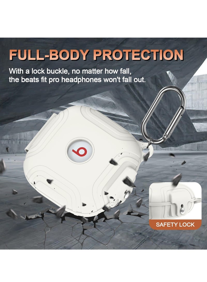 Shockproof Silicone Case for Beats Fit Pro 2021, Earbuds Armor with Anti-Lost Keychain (White) - Best Protection for Apple Beats Fit Pro - Image 4