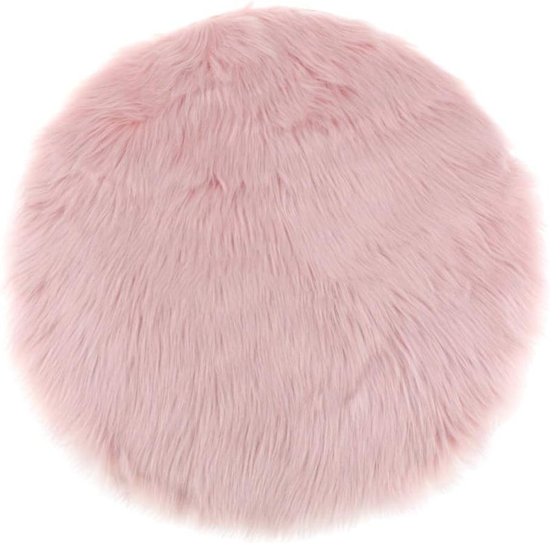 klarako Round-shape Area Rug Shaggy Wool Carpet for Bedroom Living room and home Decoration, light Pink - Image 5