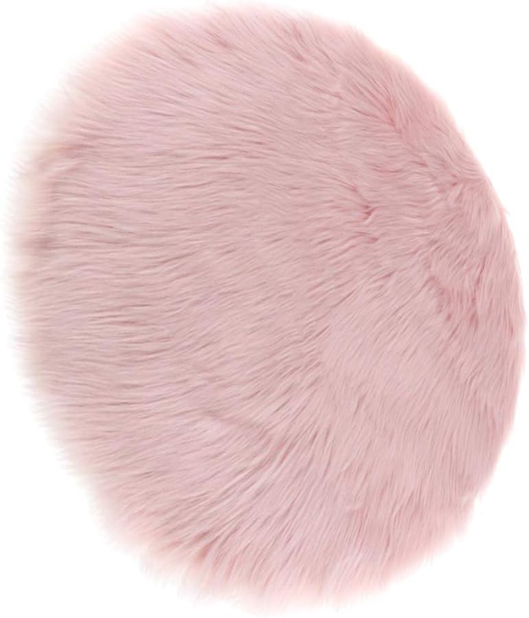 klarako Round-shape Area Rug Shaggy Wool Carpet for Bedroom Living room and home Decoration, light Pink - Image 1