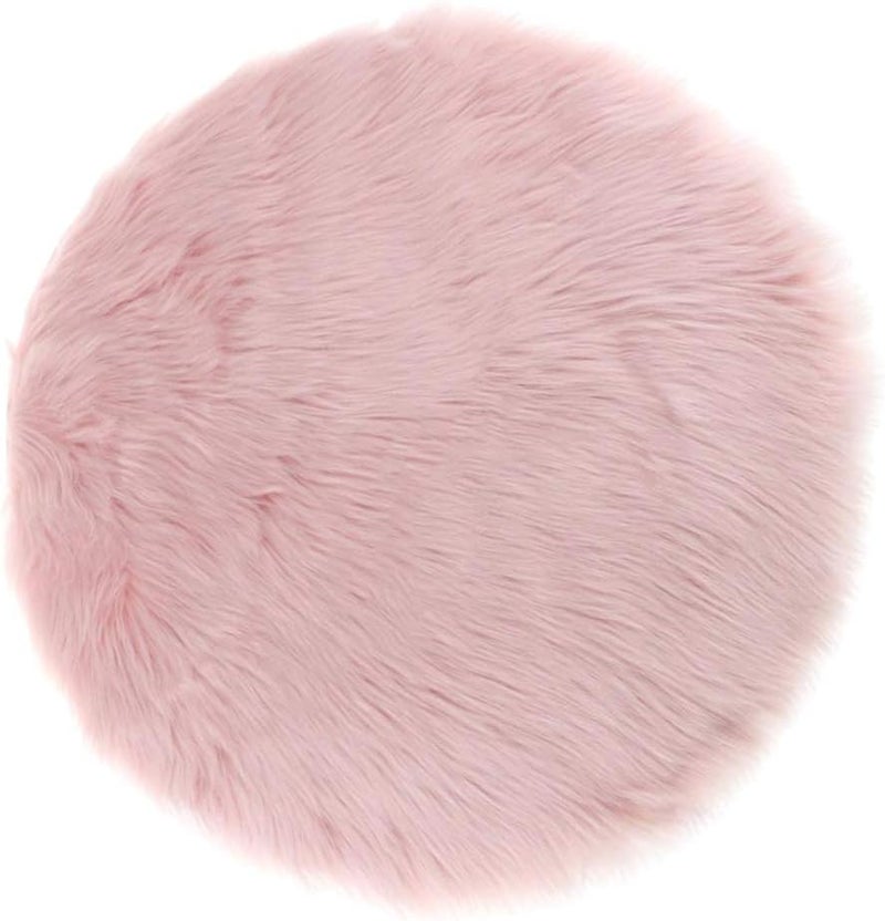 klarako Round-shape Area Rug Shaggy Wool Carpet for Bedroom Living room and home Decoration, light Pink - Image 4