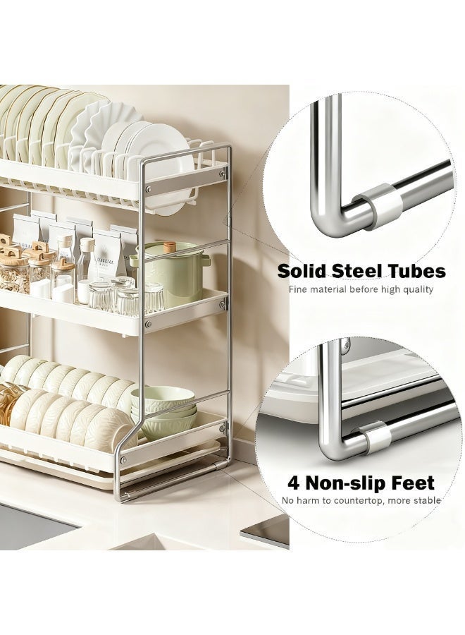 ZERIFAM Dish Drying Rack, Large 3 Tier Stainless Steel Dish Drainer Rack, Kitchen Countertop Organizer, Rustproof Space Saving Drainboard Detachable Tray, Kitchen Organizers and Storage Rack - Image 3
