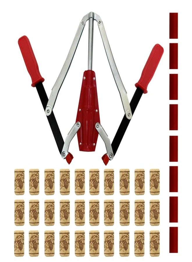 جهاز WENNING اليدوي لسد زجاجات النبيذ ذو ذراعين، مزود بـ 30 سدادة نبيذ للاستخدام المنزلي. - Image 1