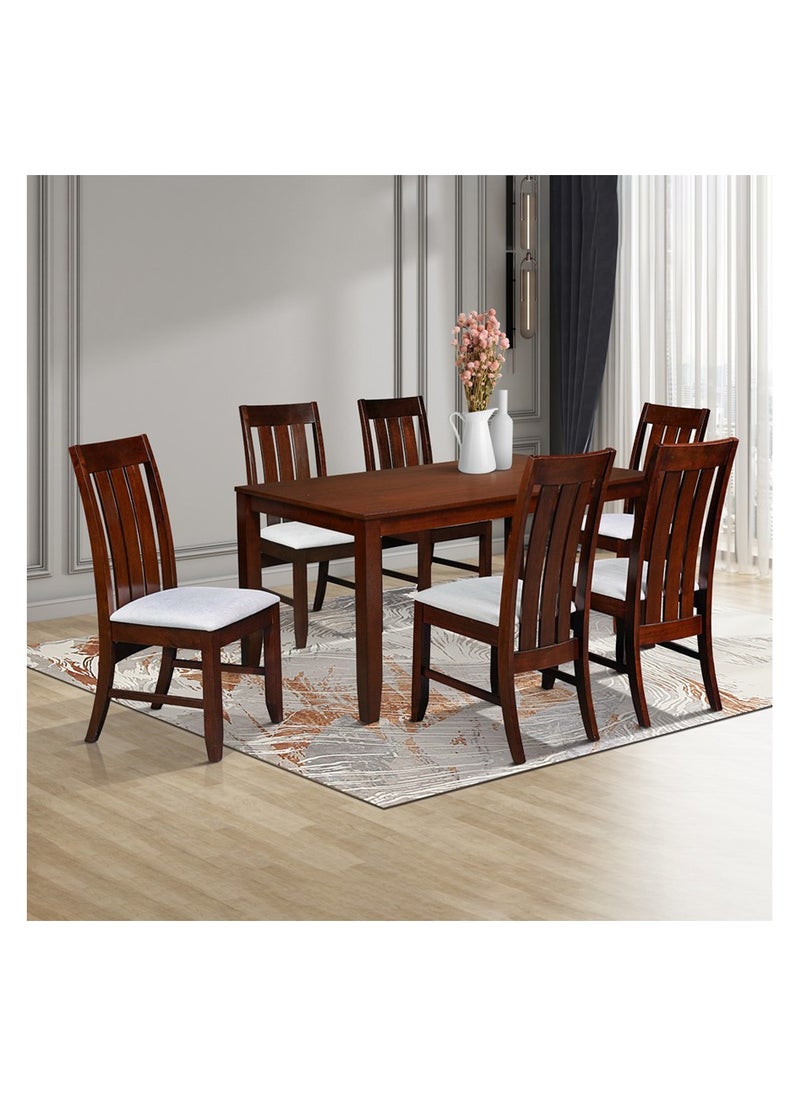 ROYALOAK Muar Wooden 6 Seater Dining Table Set | Mindy Veneer Table Top | Solid Wood | Cushioned Seats | Tapered Design Legs  - Image 2