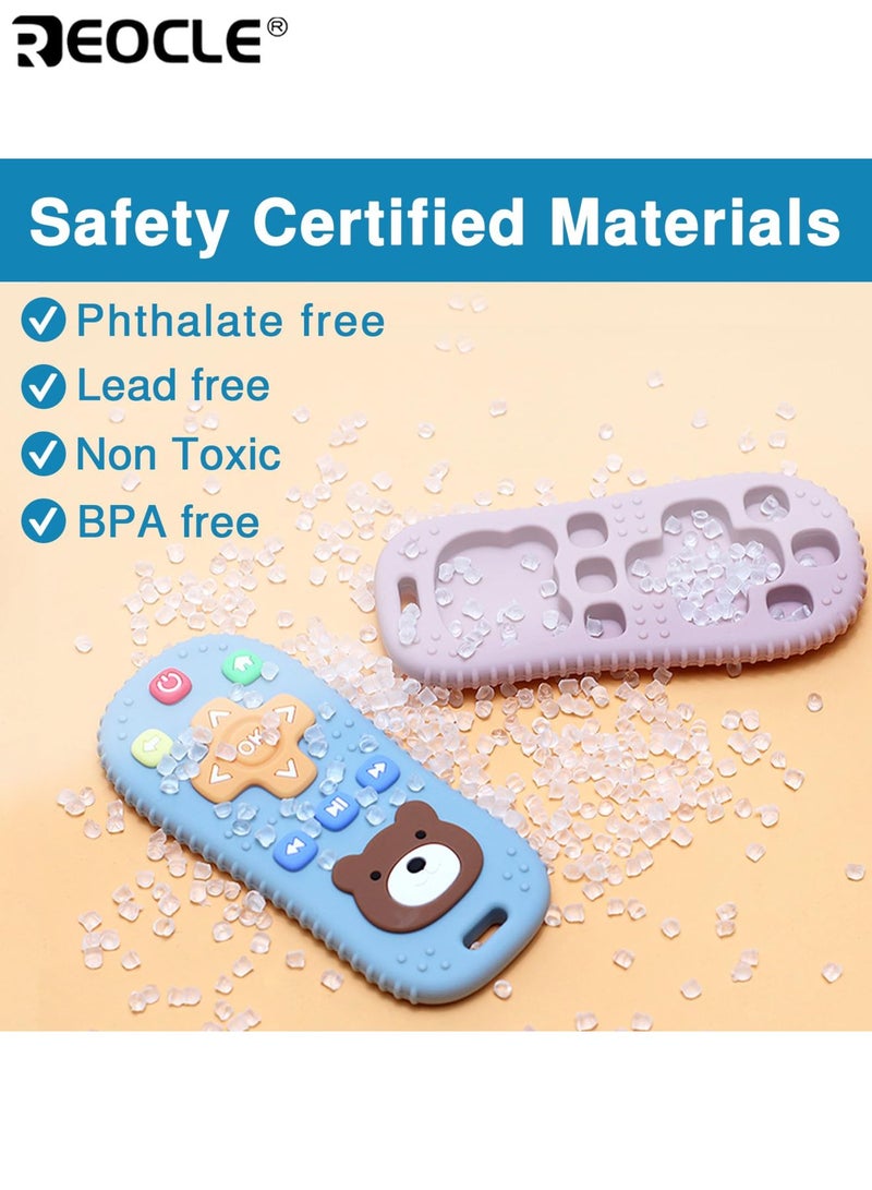 REOCLE Baby Remote Control Shape Teething Gum Food Grade Toy Young Children Grinding Teeth and Fixing Teeth Device Non-Toxic Silicone Learning Toy Easy Grip Design - Image 2