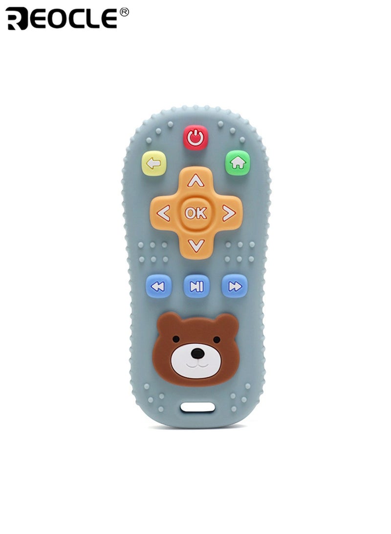 REOCLE Baby Remote Control Shape Teething Gum Food Grade Toy Young Children Grinding Teeth and Fixing Teeth Device Non-Toxic Silicone Learning Toy Easy Grip Design - Image 1