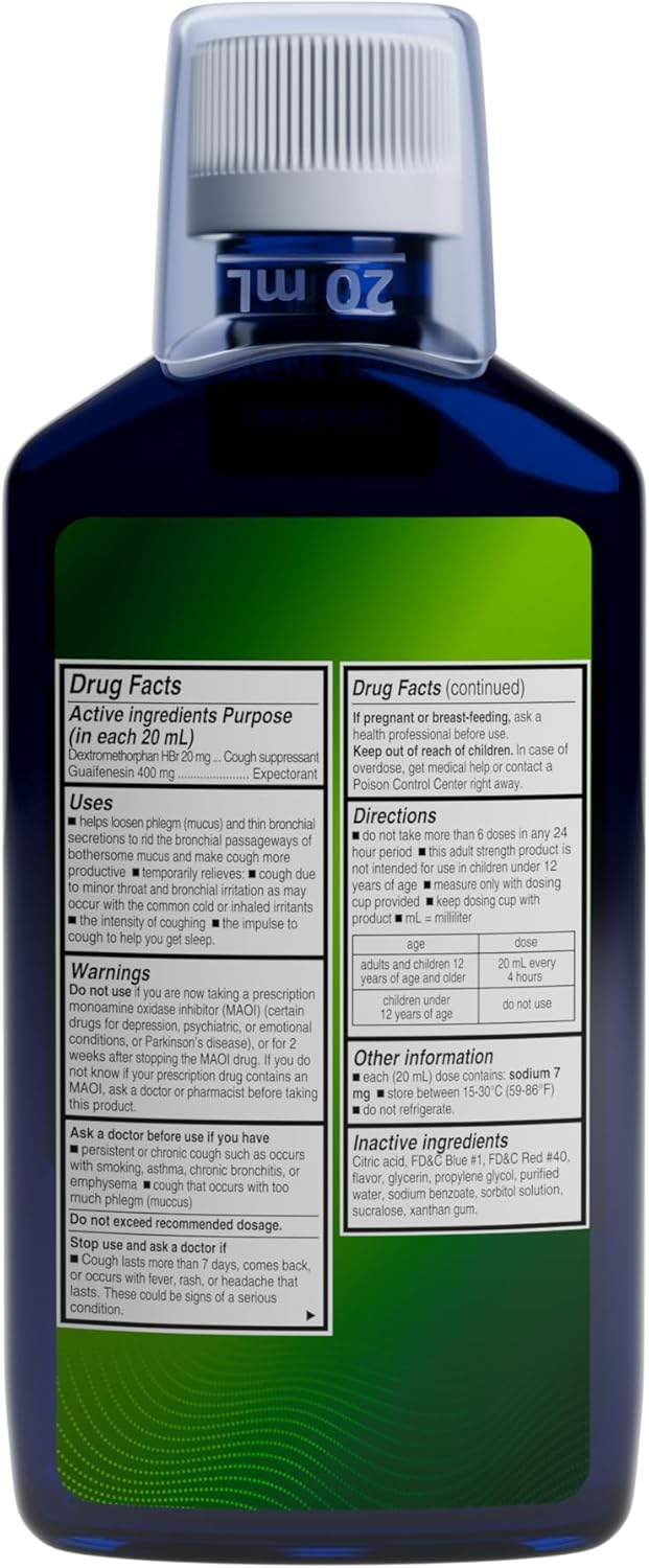 AXIV DM Max Liquid Cough  Cold Medicine for Adults Cold and Flu Medicine for Excess Mucus Relief 6 fl oz - Image 2
