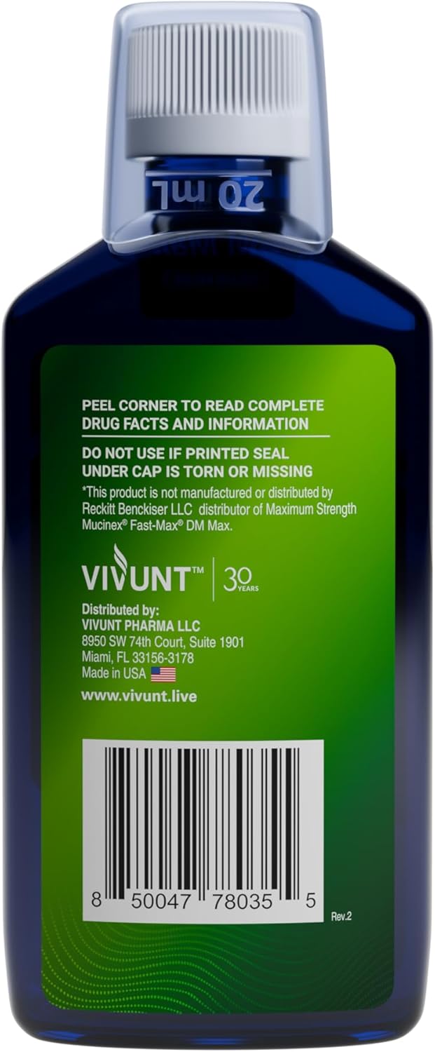AXIV DM Max Liquid Cough  Cold Medicine for Adults Cold and Flu Medicine for Excess Mucus Relief 6 fl oz - Image 3