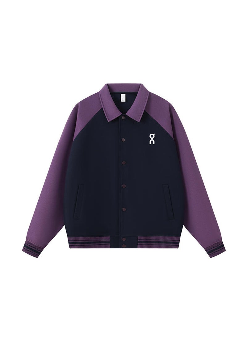 On Running Color Block Lapel Contrasting Baseball Jacket - Image 3