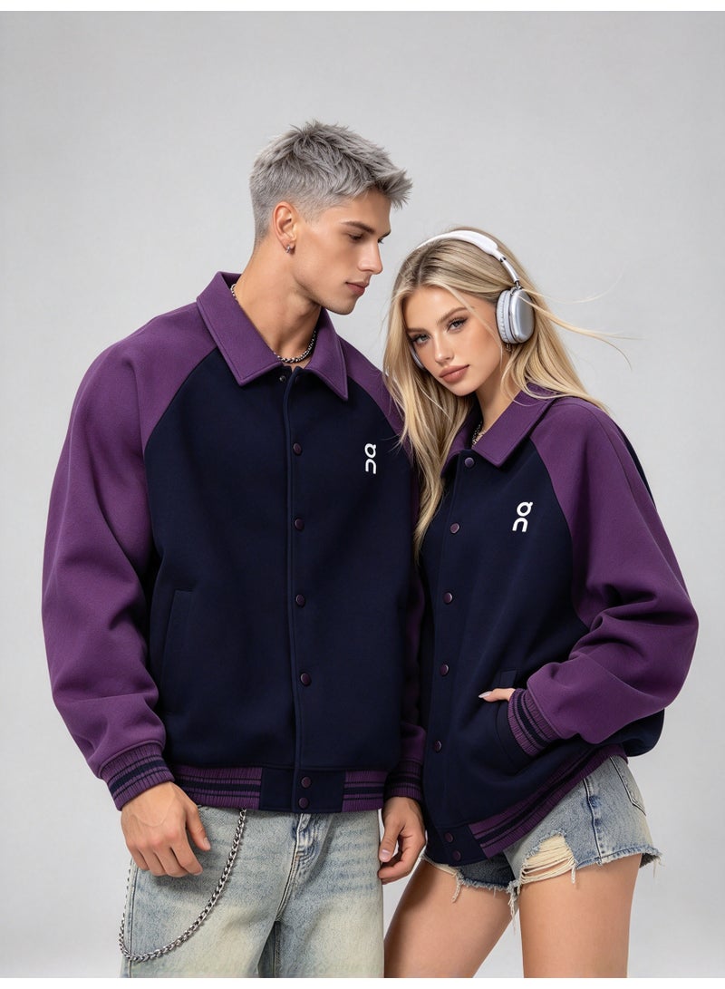 On Running Color Block Lapel Contrasting Baseball Jacket - Image 2