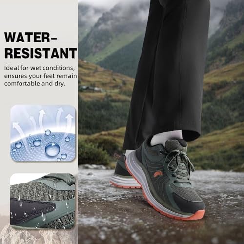 OrthoComfoot Men's Orthopedic Waterproof Running Shoes: Supportive Plantar Fasciitis Orthotic Composite Toe Neuropathy Trail Sneakers, Breathable Indoor Outdoor High Instep Golf Walking Shoes Army Green Size 11 - Image 5
