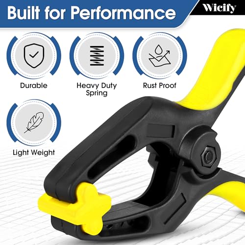 Wicify 6 Inch Spring Clamps Pack of 4 Heavy Duty Plastic Clamps for Woodworking with Strong Grip and Pool Cover Clips with 3 inch Mouth Opening for Crafts, Backdrop Stand, DIY Projects and Photography - Image 4