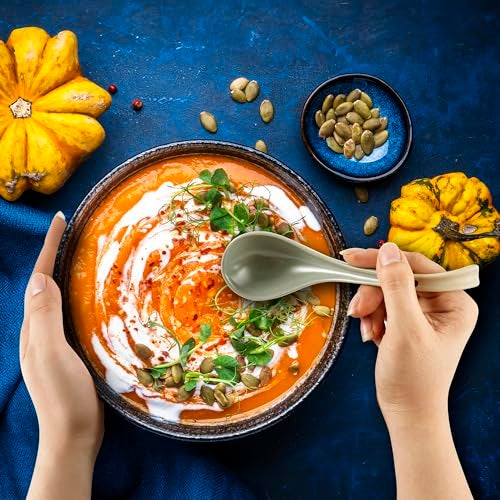 DAHO GOMSU Asian Ceramic Soup Spoon, with Long Handle Easy to Hold, Non-slip Bottom, for Japanese Ramen, Chinese and Vietnamese Wonton, Noodle Soup Spoons (V38) - Image 4