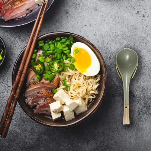 DAHO GOMSU Asian Ceramic Soup Spoon, with Long Handle Easy to Hold, Non-slip Bottom, for Japanese Ramen, Chinese and Vietnamese Wonton, Noodle Soup Spoons (V38) - Image 5