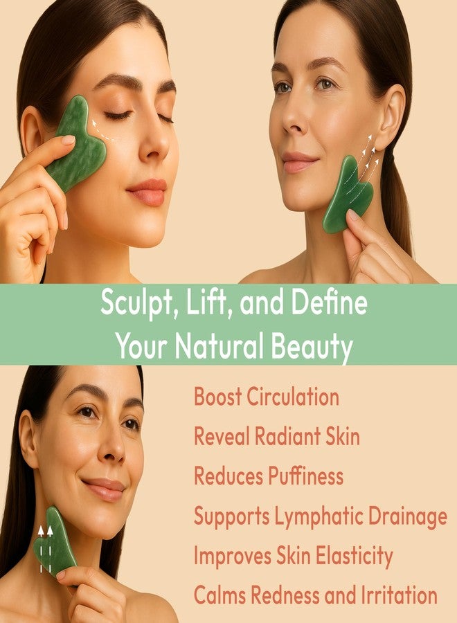 DoSensePro Jade Gua Sha Facial Tool - 100% Natural Xiuyan Jade Authentic Stone for Face Sculpting, Puffiness Relief, Lymphatic Drainage & Skin Glow - Image 2