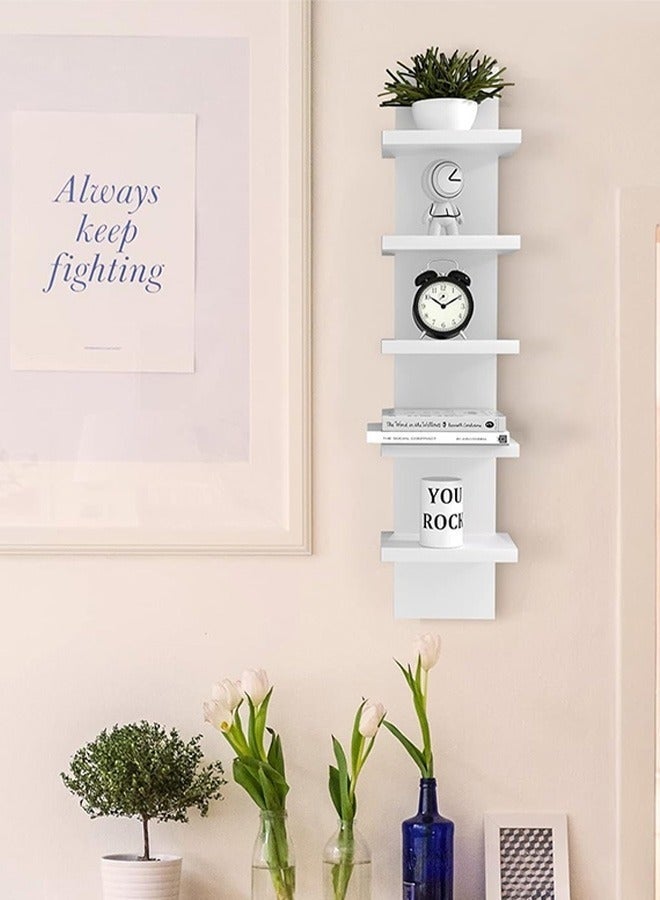 5-Tier Wall Shelf, Vertical Floating Pillar Shelf, Space Saving Multi Functional Storage Organizer, Tall Tower Shelving Unit for Home, Bedroom, Living Room, Office, Books, Plants, and Decorative Items - Image 2