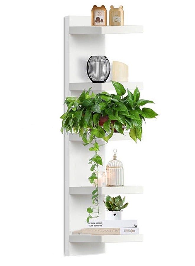 5-Tier Wall Shelf, Vertical Floating Pillar Shelf, Space Saving Multi Functional Storage Organizer, Tall Tower Shelving Unit for Home, Bedroom, Living Room, Office, Books, Plants, and Decorative Items - Image 1