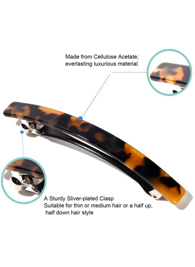 Fsmiling 4"Long Skinny Hair Barrettes Large Automatic Hair Clip Tortoise Shell Hair Accessories For Women Girls Thick Hair4 Color Available (4 Packs) - Image 5