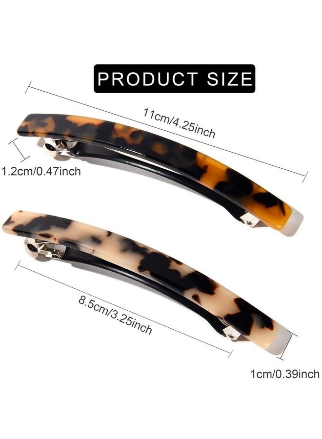 Fsmiling 4"Long Skinny Hair Barrettes Large Automatic Hair Clip Tortoise Shell Hair Accessories For Women Girls Thick Hair4 Color Available (4 Packs) - Image 4