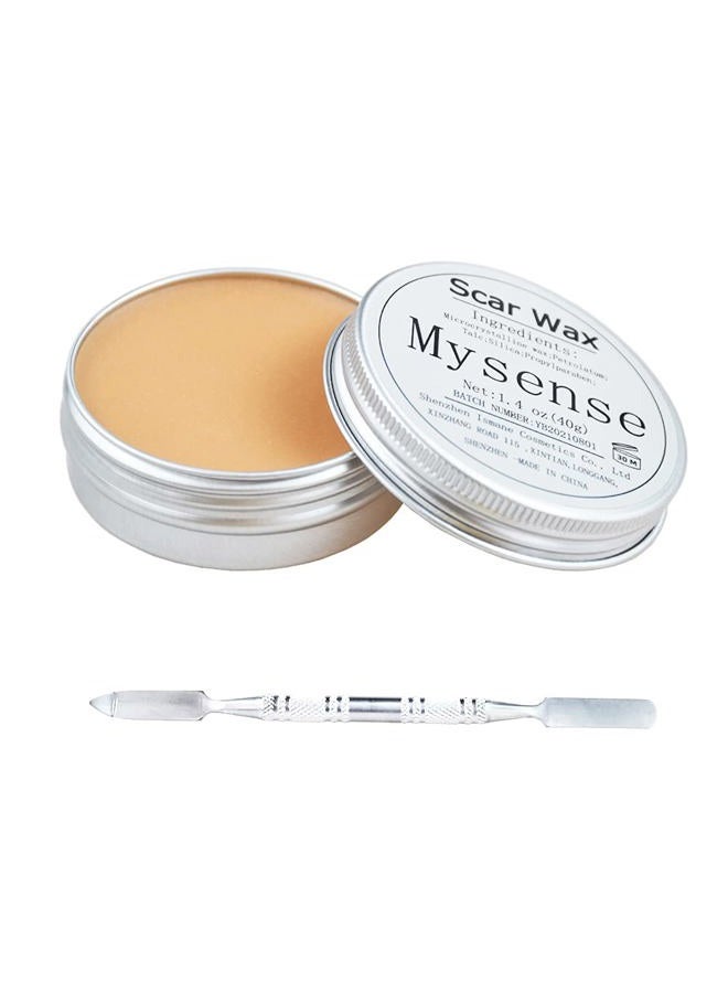 Mysense Scar Wax Kit SFX Make Up Special Effects Fake Molding Wound Skin Wax Body Paint Halloween Set Fake Nose Stage Zombie Cosplay Costume SFX Makeup with Spatula,1.4Oz(40g) - Image 1