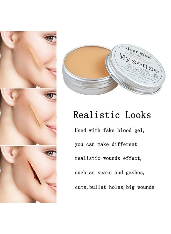 Mysense Scar Wax Kit SFX Make Up Special Effects Fake Molding Wound Skin Wax Body Paint Halloween Set Fake Nose Stage Zombie Cosplay Costume SFX Makeup with Spatula,1.4Oz(40g) - Image 3