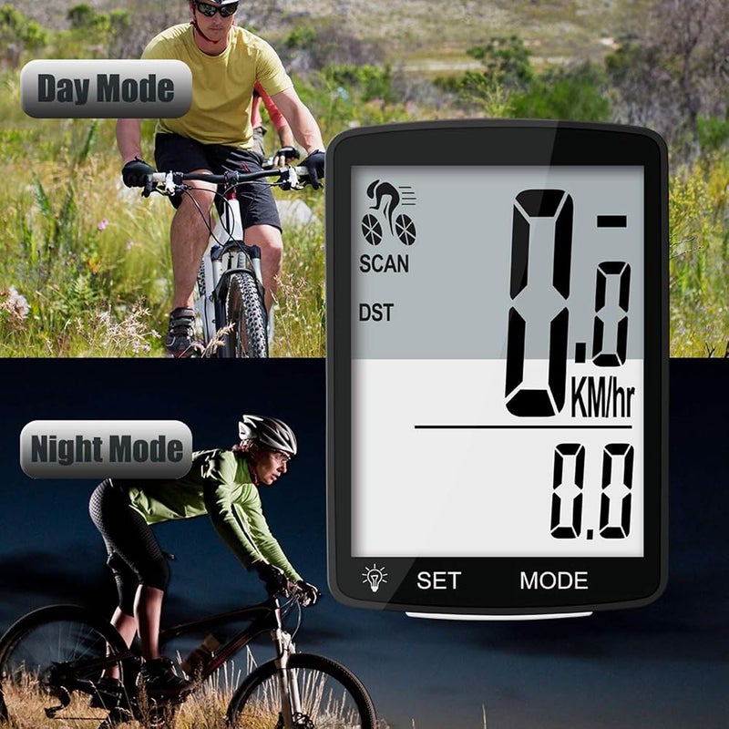 Nellvita Wireless Bike Computer, 20 Multi-Functions, Real Waterproof Bicycle Speedometer, Cycling Odometer with 3'' Large LCD Display(Simple to Read), Easy to Use - Image 3