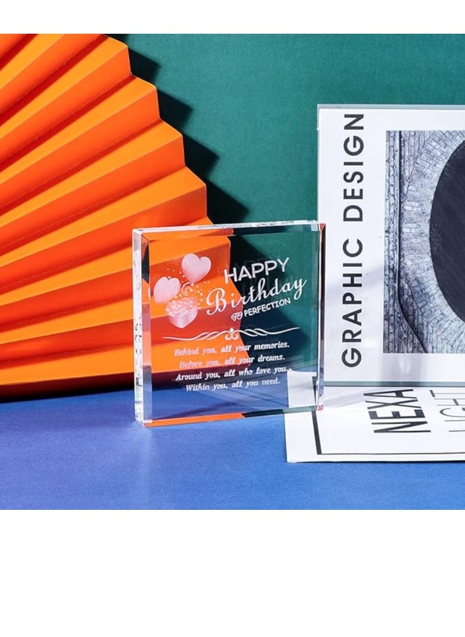RARELY - Birthday Gifts For Women Men Her Unique Crystal Paperweight Personalized Birthday Gift  Engraved Blocks Behind You All Memories - Image 1