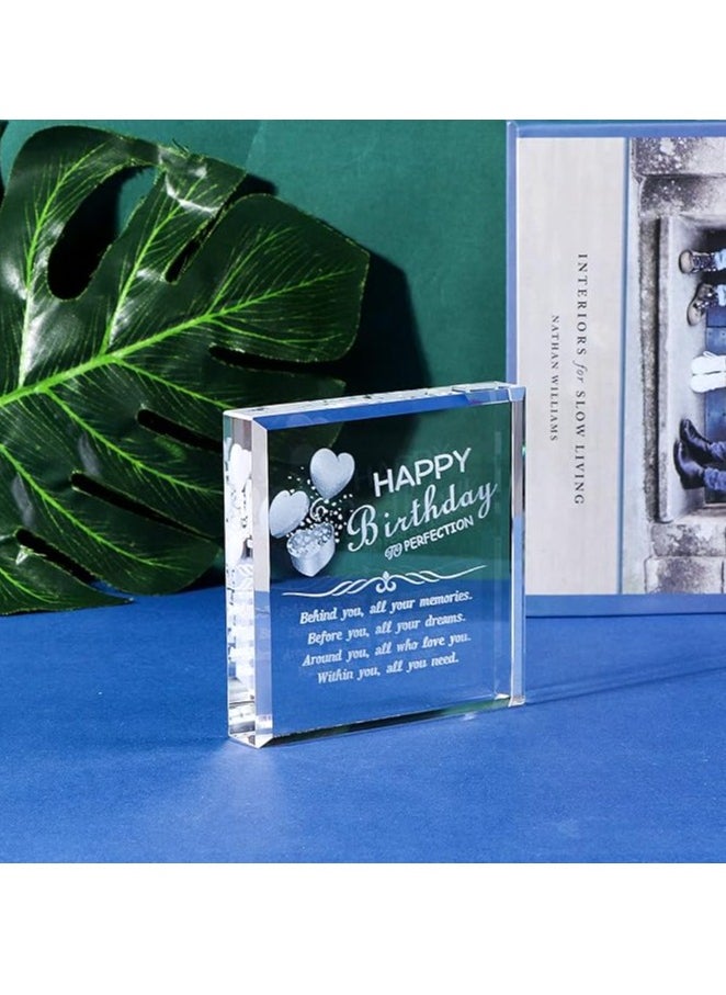 RARELY - Birthday Gifts For Women Men Her Unique Crystal Paperweight Personalized Birthday Gift  Engraved Blocks Behind You All Memories - Image 1