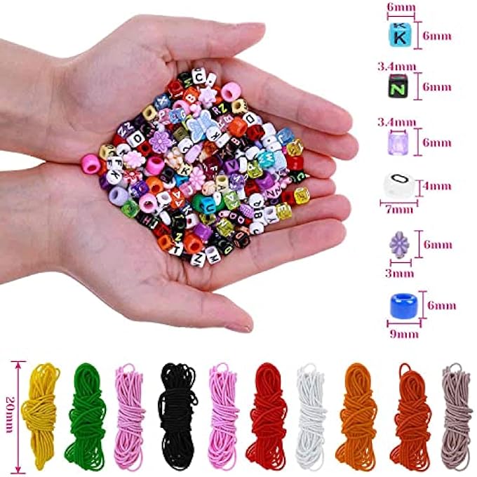 STRBOXONG BRACELET MAKING KIT, BEADS FOR BRACELETS MAKING PONY BEADS POLYMER CLAY BEADS LETTER BEADS FOR JEWELRY MAKING, DIY ARTS AND CRAFTS GIFTS FOR GIRLS AGE 6 7 8 9 10-12 - Image 5