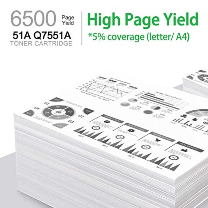 طابعات LaserJet M3027/M3035/P3005، خرطوشة حبر أسود، متوافقة مع 51A Q7551A عالية الإنتاجية، تركيبة متينة قائمة على البوليمر للحصول على نص حاد وإخراج متسق - Image 4