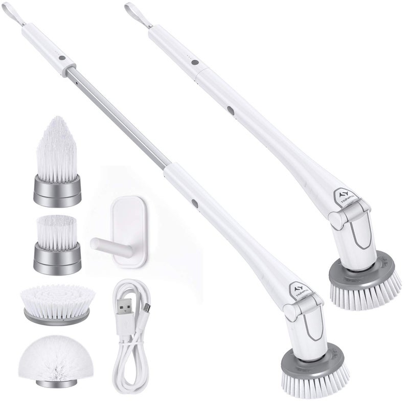 Tilswall Electric Spin Scrubber - Cordless Shower Power Scrubber, Bathroom Cleaner Tools Set with 4 Replaceable Brush Heads, Grout Cleaning Brush with Long Handle for Tile Floor Bathtub - Image 1