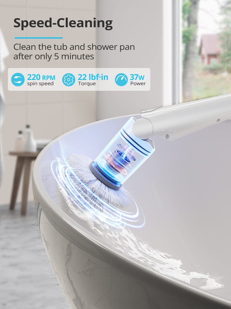 Tilswall Electric Spin Scrubber - Cordless Shower Power Scrubber, Bathroom Cleaner Tools Set with 4 Replaceable Brush Heads, Grout Cleaning Brush with Long Handle for Tile Floor Bathtub - Image 5