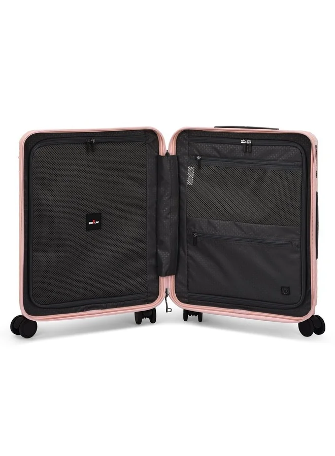 Echolac Celestra 55cm Hardcase Non-Expandable 4 Double Wheel Cabin Luggage Trolley Pink