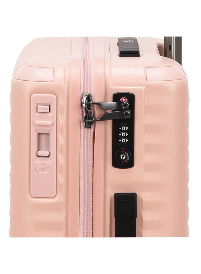 Echolac Celestra 55cm Hardcase Non-Expandable 4 Double Wheel Cabin Luggage Trolley Pink