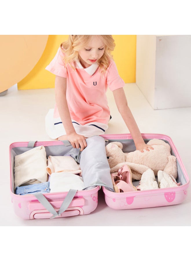 Mesuca X Disney Strawberry Bear Kids Luggage 16-inch Travel Suitcase Girls Double-sided Cartoon Box Carry-on Luggage - Image 4